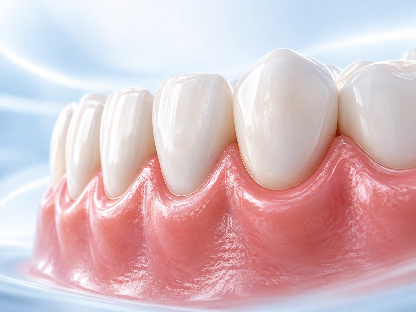 Render 3D de dentes e gengivas saudáveis